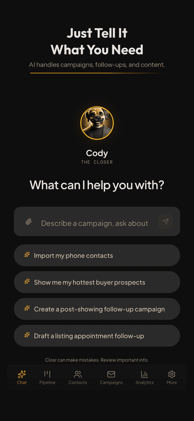 Closr mobile screen 1