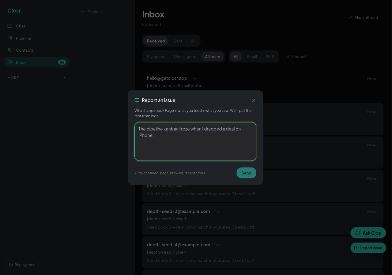 Reporting issues during alpha